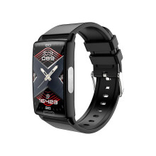 (Blue silicone) Blood Glucose Sugar Smart Watch Body Temperature Ecg/ppg Hrv Monitor Waterproof