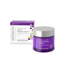 Andalou Resveratrol Q10 Night Repair Cream Age Defying Overnight Moisturizer 50 ml