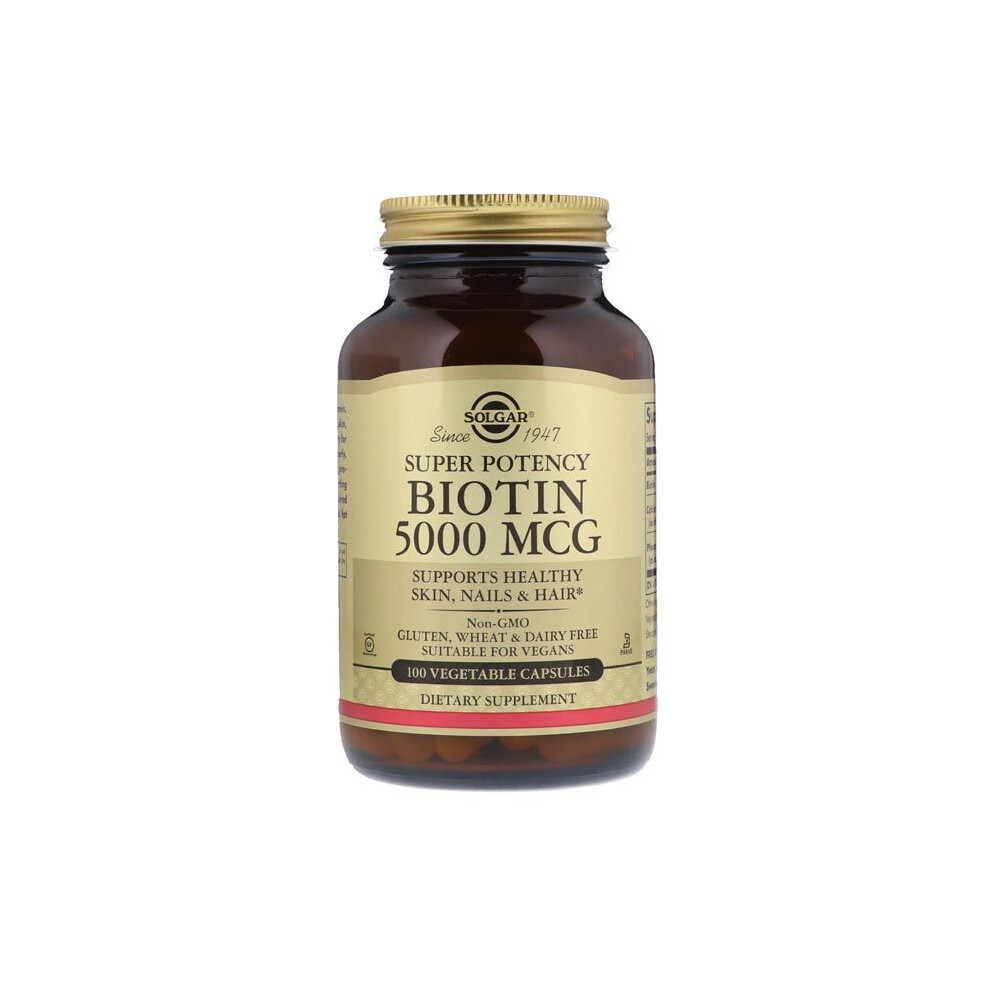 Solgar Biotin 5000mcg 100's Healthy Skin, Nails & Hair Beauty & Wellness Supplements Non-GMO