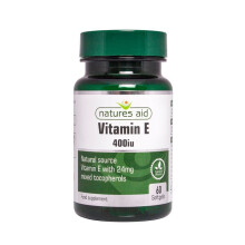 Natures Aid Vitamin E 400iu Natural Source Mixed Tocopherols 60's Softgels Food Supplement