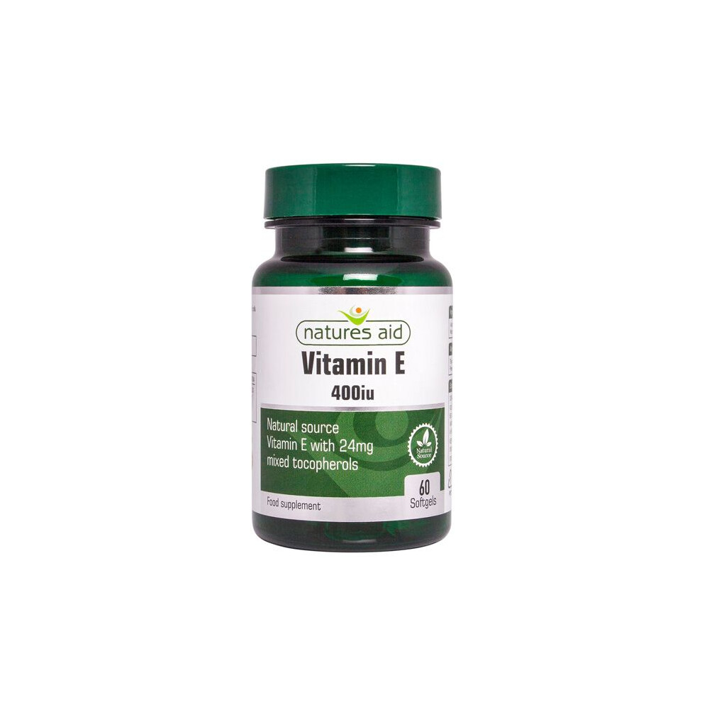 Natures Aid Ltd Natures Aid Vitamin E 400Iu Natural Source Mixed Tocopherols 60'S Softgels Food Supplement