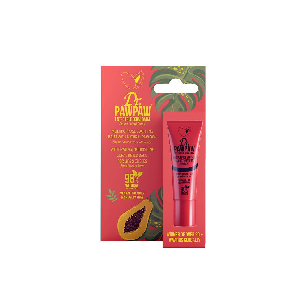 Dr Paw Paw Coral Dr Pawpaw Tinted True Lip Balm Aloe Vera & Castor Oil Lip Moisturizer 10Ml