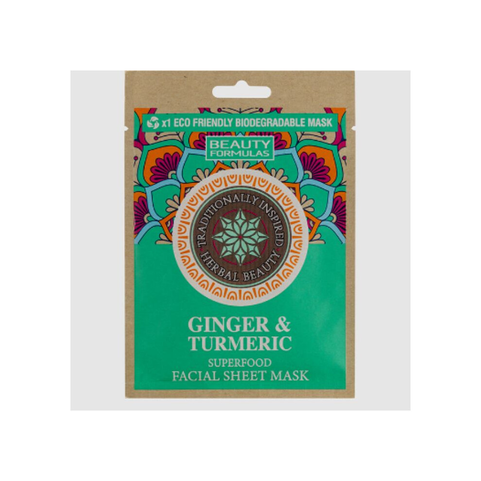 Beauty Formulas Beuaty Formula Ginger &Turmeric Superfood Facial Sheet Mask 1Pk