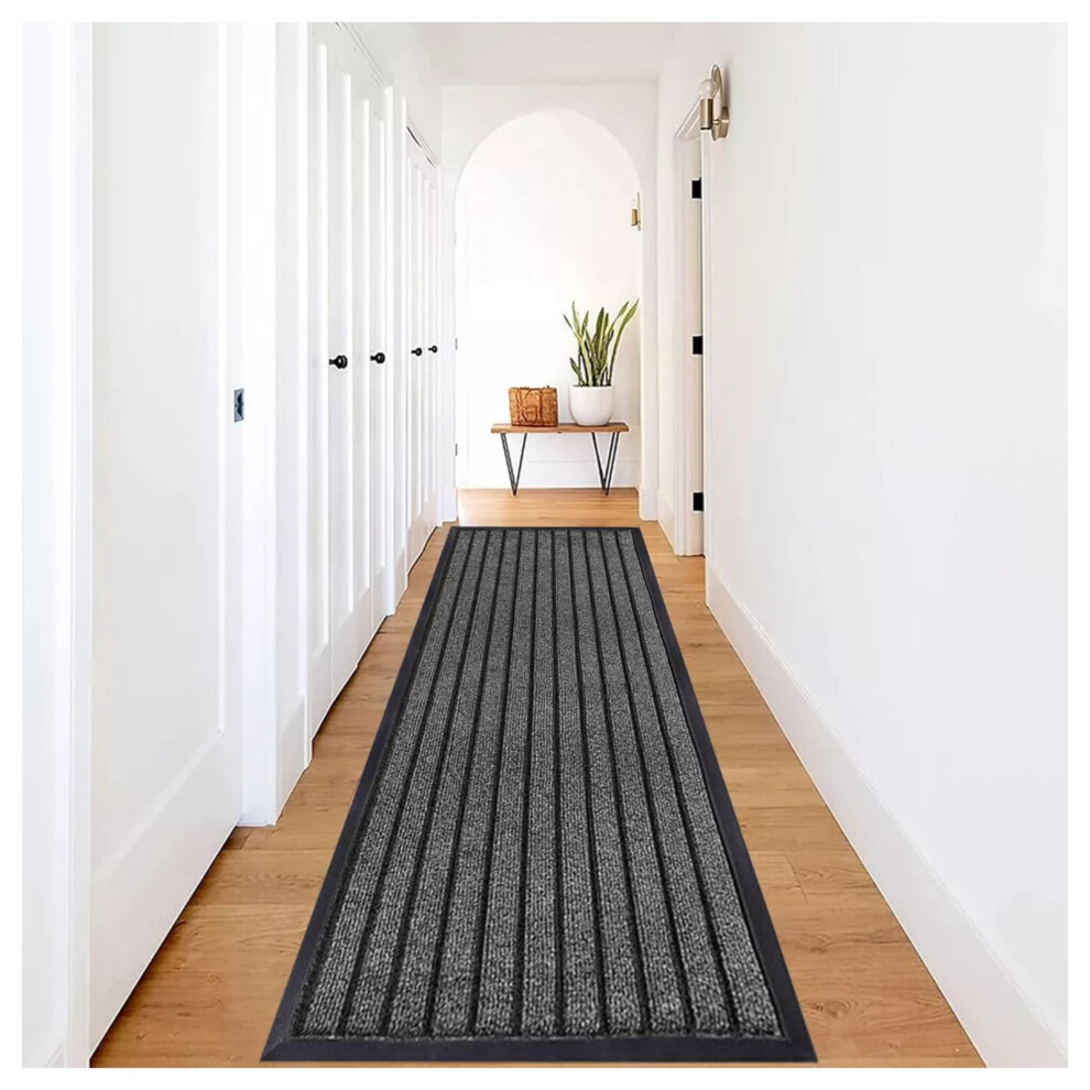 (80x300 cm, Grey) Heavy Duty Rubber Mat Kitchen Runner Floor Rug