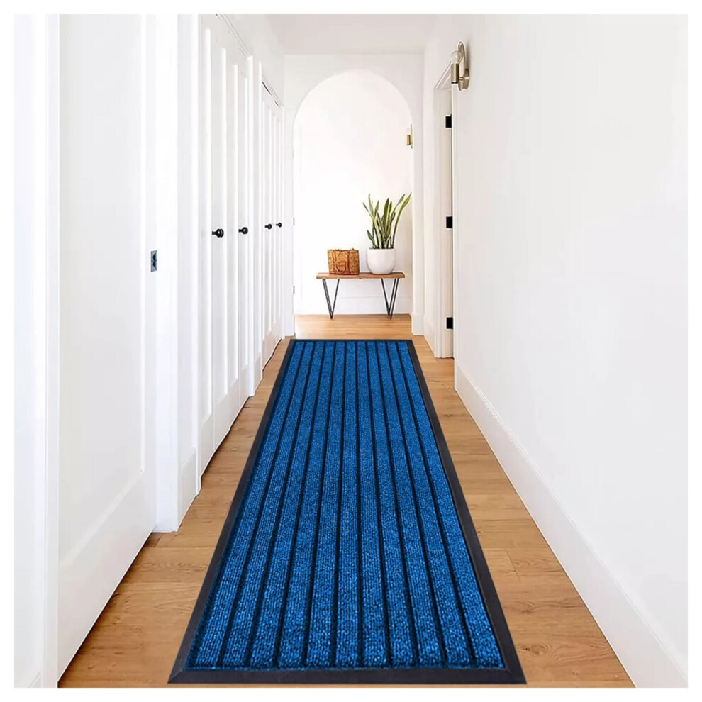 (80x300 cm, Blue) Heavy Duty Rubber Mat Kitchen Runner Floor Rug