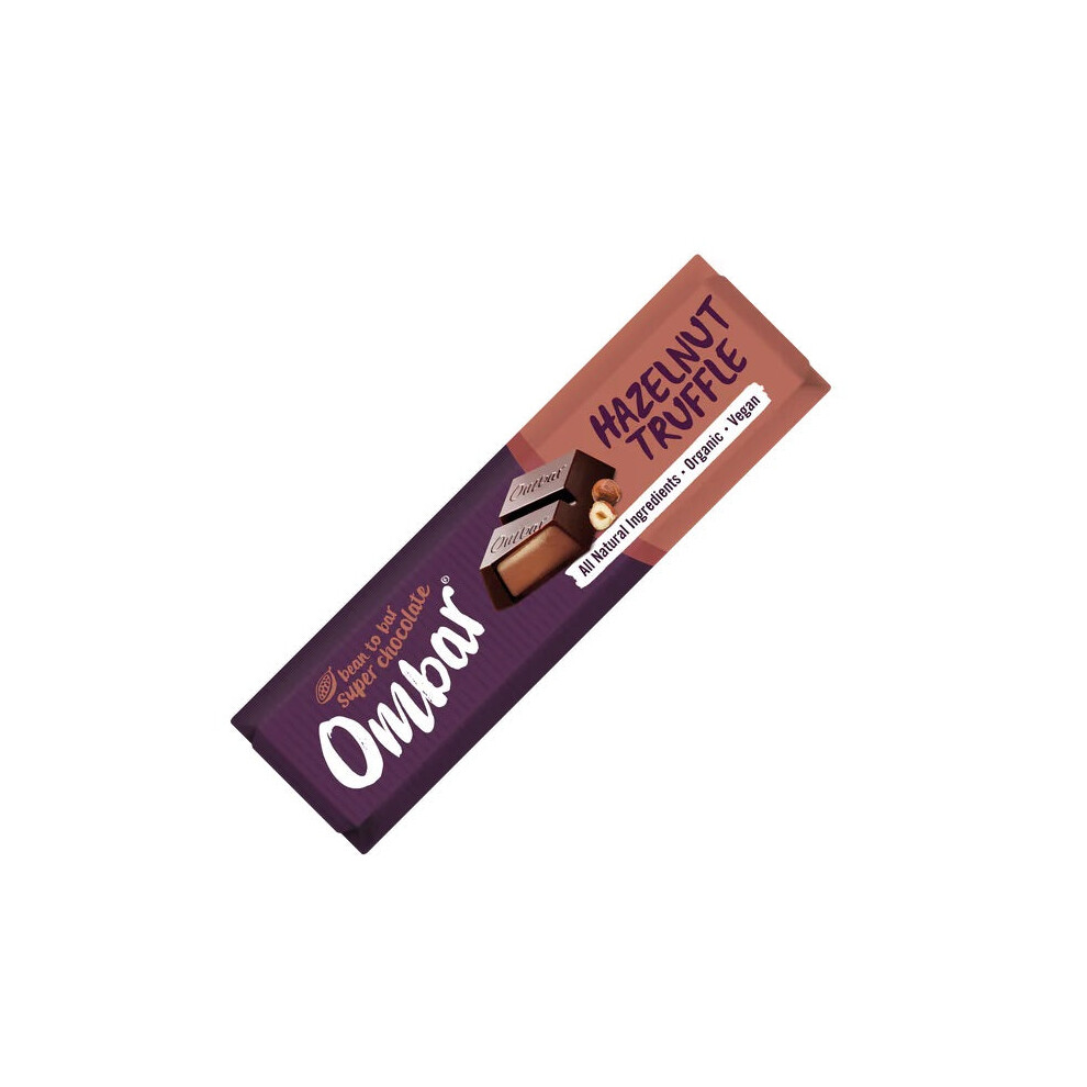 Ombar Organic Hazelnut Truffle Chocolate Bar 42G - Pack Of 15, Vegan, Gluten-Free, Refined Sugar-Free, Fair Trade