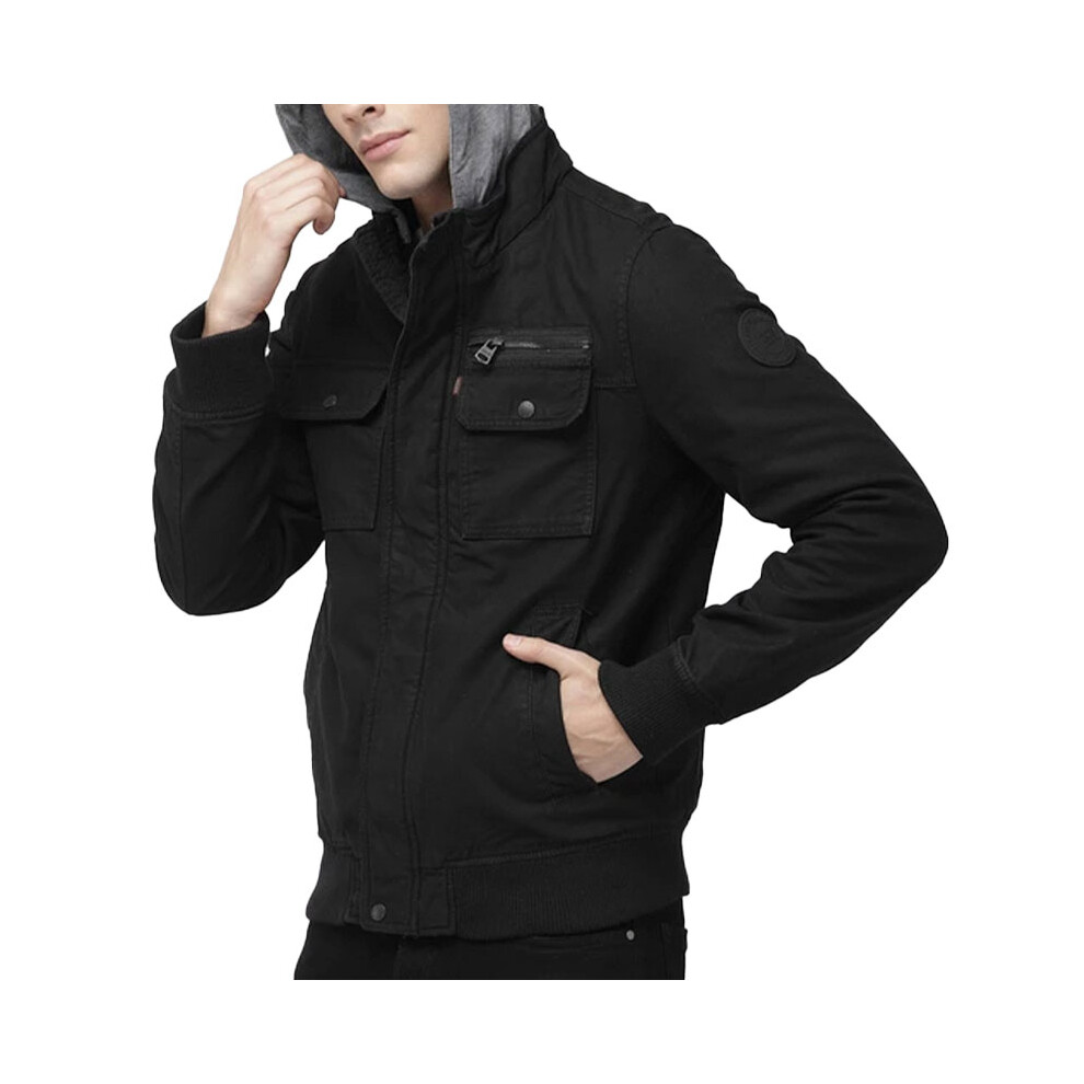 (Black, S) LEVIS Mens Trucker Denim Hooded Jackets