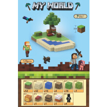 (T057-Beach-128 PCS) Minecraft  Magnetic Cubes Block Children's Educational Figure Assembly Game Surrounding Mini Building Block Toys