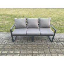 Fimous Aluminium Outdoor Garden Sofa Patio Lounge 3 Seater Sofa for Balcony, Terrace,Swimming Pool Dark Grey