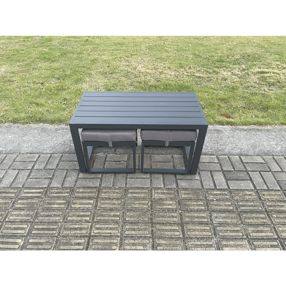 Fimous Outdoor Garden Rectangular Coffee table Aluminium Patio Tea Table with 2 Small Footstool for Balcony-image-OPC-PDXXYDH-NEW