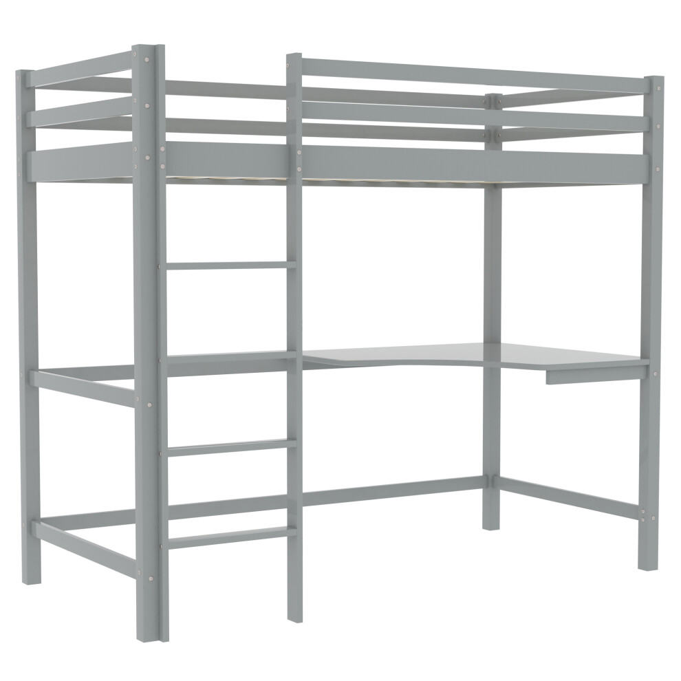 (Grey) Sydney Bunk Bed 3ft Single With Corner Desk Pine