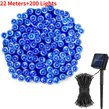 (Blue, 2200cm/866.14in) Garland Led Christmas Fairy Light Outdoor Solar Powered String Lights 8 Mode