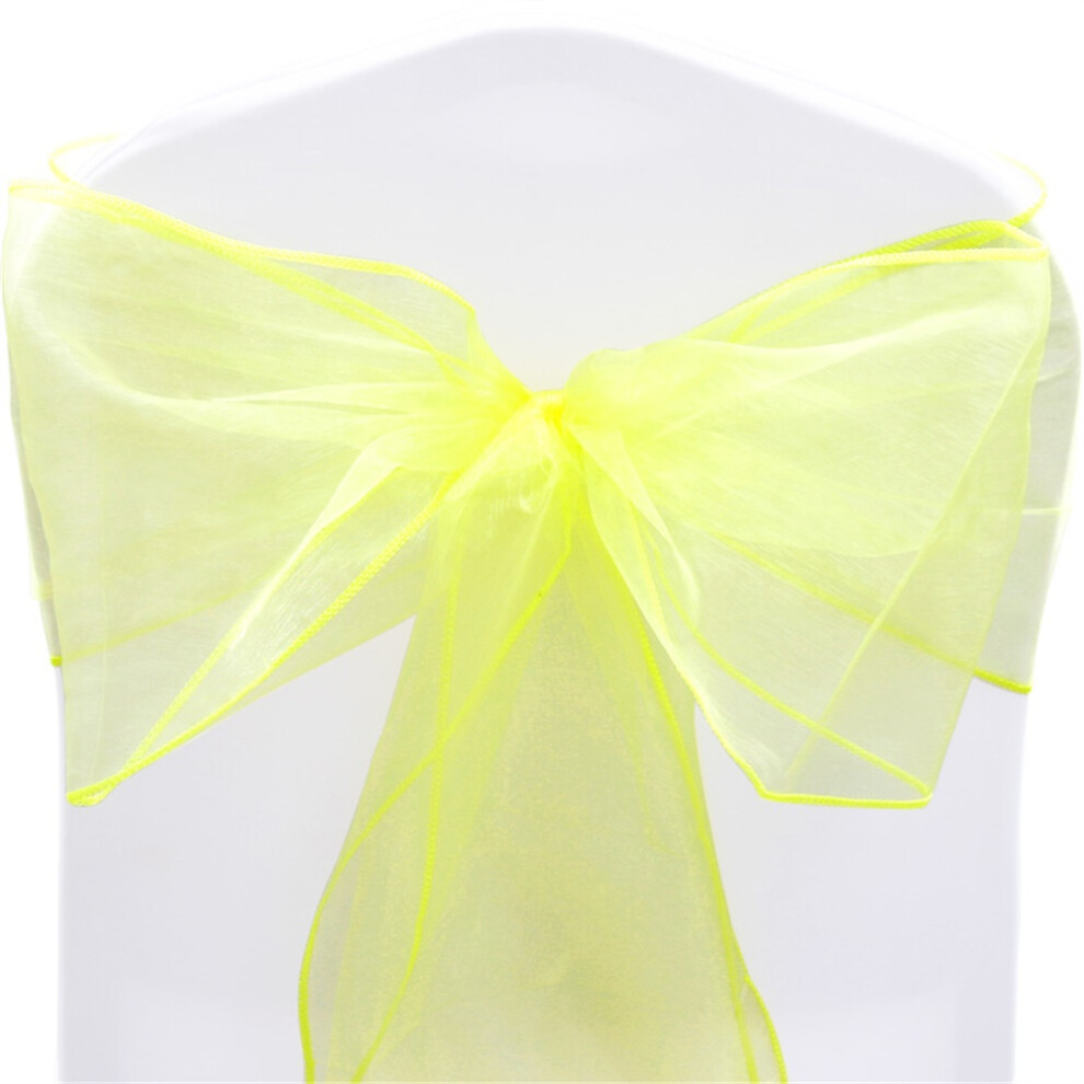 (Canary Yellow, 60PCS) Time to Sparkle  22 X 280cm Organza Chair Sashes Wider Fuller Cover Party Decoration Bow Sashes for Wedding