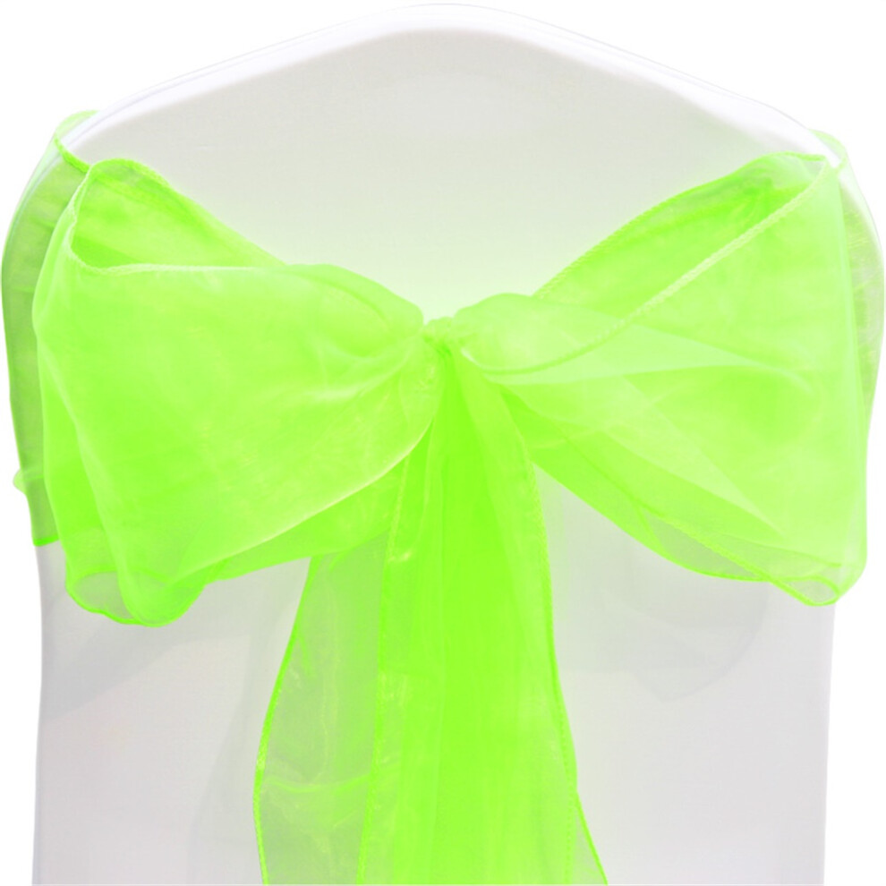 (Spring Green, 60PCS) Time to Sparkle  22 X 280cm Organza Chair Sashes Wider Fuller Cover Party Decoration Bow Sashes for Wedding