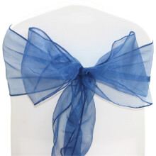 (Navy Blue, 110PCS) Time to Sparkle 22 X 280cm Organza Chair Sashes Wider Fuller Cover Party Decoration Bow Sashes for Wedding