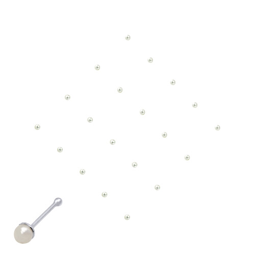Jewelco London Jewelco London Ladies Sterling Silver Simulated Pearl Nose Studs - Pack of 20 2mm - NP8