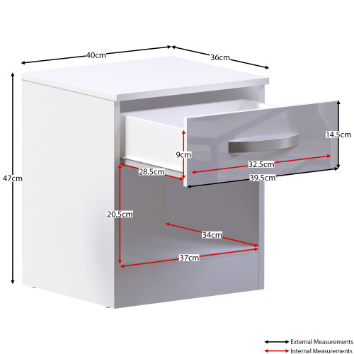 Home Discount (White) Hulio 1 Drawer Bedside Cabinet Shelf Bed Table 2