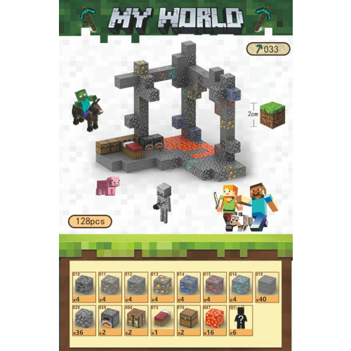 (T033-Mine Exploration-128PCS) Minecraft Magnetic Cubes Block Children ...