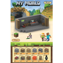 (T049-Blacksmith Shop-192 PCS) Minecraft  Magnetic Cubes Block Children's Educational Figure Assembly Game Surrounding Mini Building Block Toys