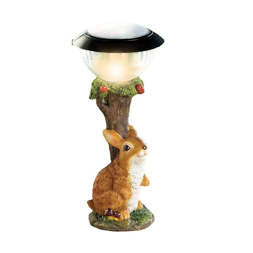 Led Solar Light Rabbit Resin Figurine Light Outdoor Garden Lawn Lamp Yard Art Ornaments Elf Animal Cute Decorative Lamp