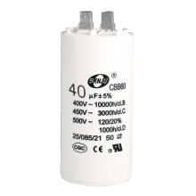 Capacitor 40uf 450v Ac Dual Plug 50/60hz Cylinder 94x45mm White Compatible Air Compressor Water Pump Motor