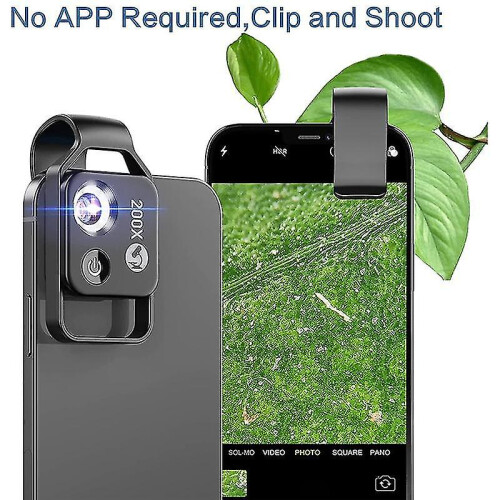 200X Cell Phone Microscope Accessory with Lens, Portable Mini Digital Microscope with LED Light/Uni 1