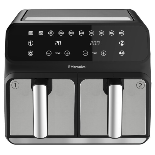 EMtronics EMtronics 8 Litre Dual Air Fryer - Silver