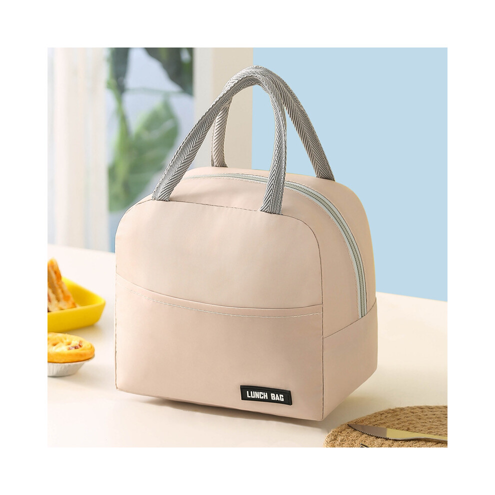 (White) Bento Bag Solid Color Twill Portable Insulation Thickened Student Lunch Box