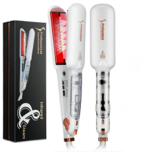 (WHITE) Professional Steam Hair Straightener Infrared Care