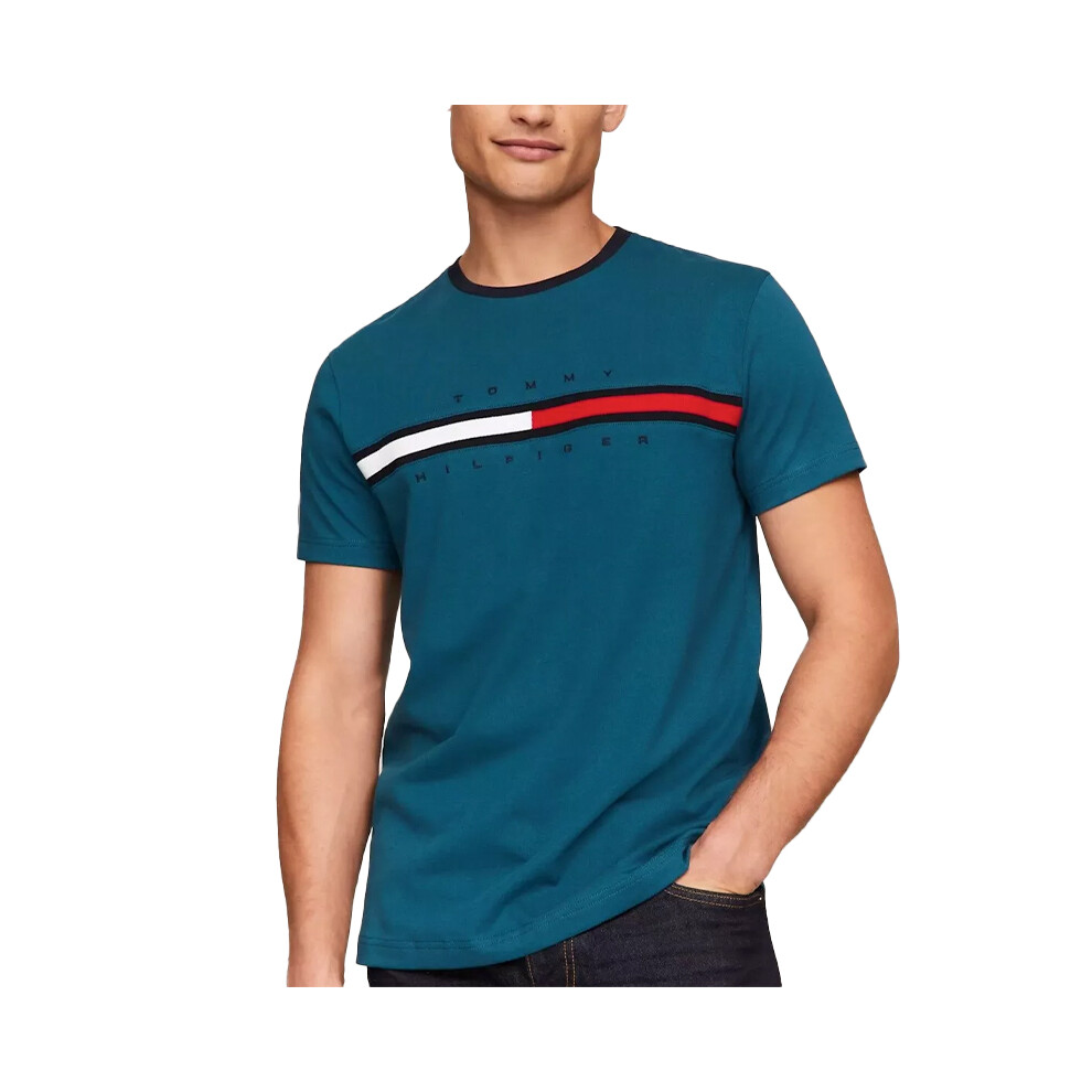 (Teal Blue, S) Tommy Hilfiger Mens T Shirts