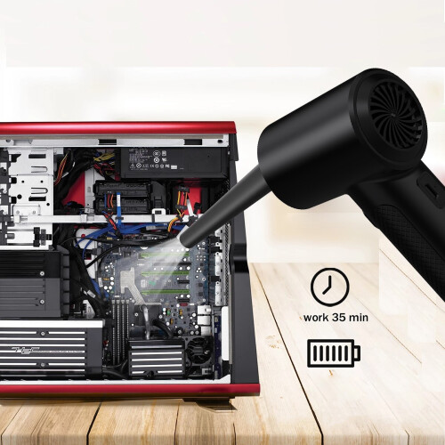 Compressed Air Duster for Computers Protable Cordless Air Blower Computer Cleaning with LED Light for PC Keyboard Crumbs Car 1