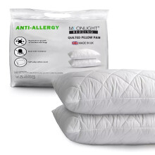 (QUILTED PILLOW X 2) Luxury Pillows Pair Super Soft Memory Foam Pillows