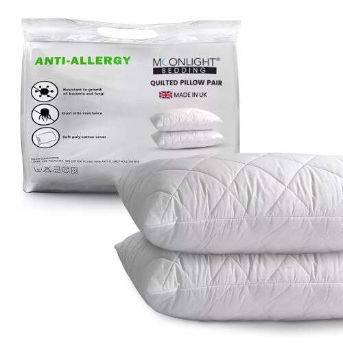 (QUILTED PILLOW X 2) Luxury Pillows Pair Super Soft Memory Foam Pillows