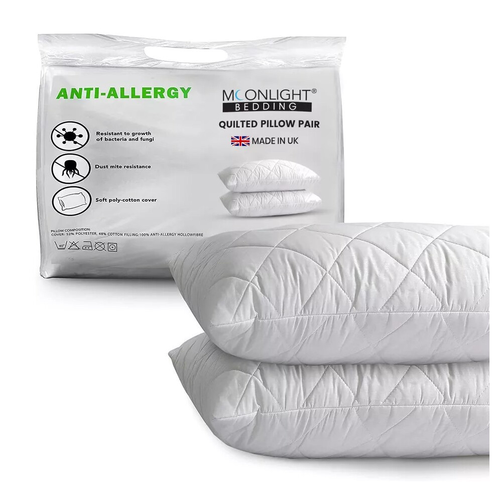 (QUILTED PILLOW X 2) Luxury Pillows Pair Super Soft Memory Foam Pillows