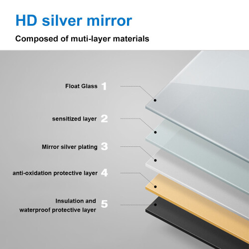 AICA 120x70cm Bluetooth Bathroom Mirror with Shaver Socket 2