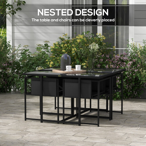 Outsunny Outsunny 4 Seater Outdoor Table and Chairs with Adjustable Backrest for Garden 2