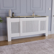(Adjustable) Arlington Radiator Cover Heating Cabinet White Oak