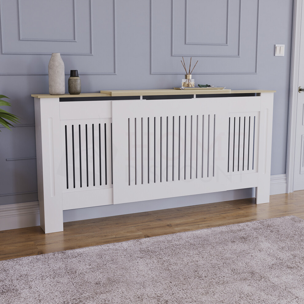 (Adjustable) Arlington Radiator Cover Heating Cabinet White Oak