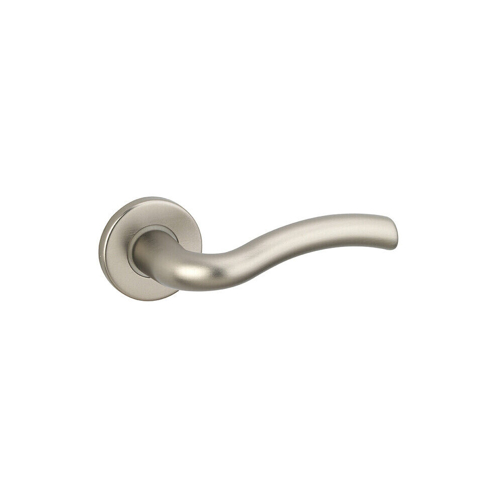 (Satin Nickel) Algrave Metal Lever Latch Door Handles Set