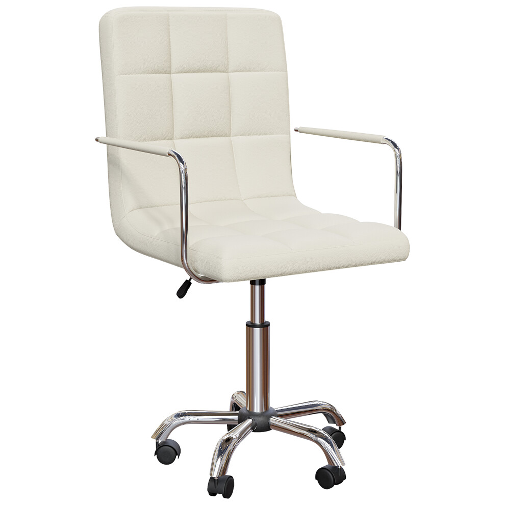 (Beige) Calbo Adjustable Faux Leather Home Office Chair