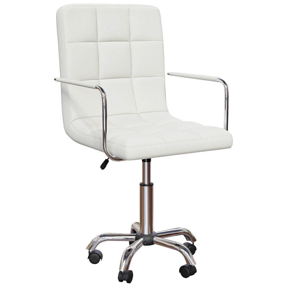 (White) Calbo Adjustable Faux Leather Home Office Chair