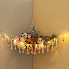 (Toy Hammock) Hammock With Tasseled Storage Net, Bohemian Plush Animal Toy Hammock