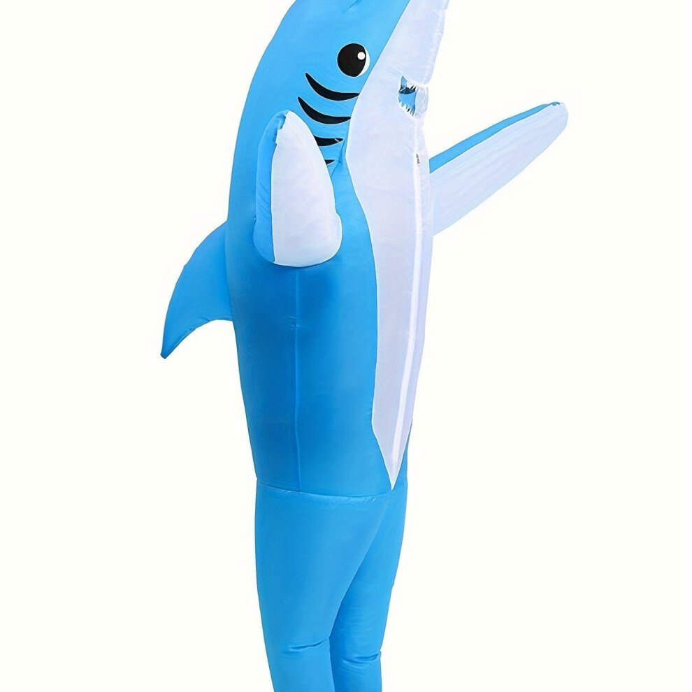 (Peacock Blue, One-size) Funny Inflatable Shark Costume For Adult Shark Blow Up Costume Inflatable Halloween Party Costumes For Men