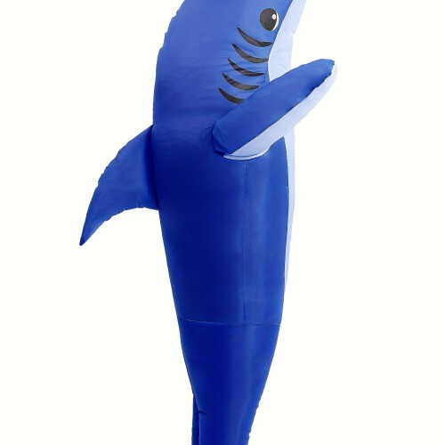(Blue, One-size) Funny Inflatable Shark Costume For Adult Shark Blow Up ...