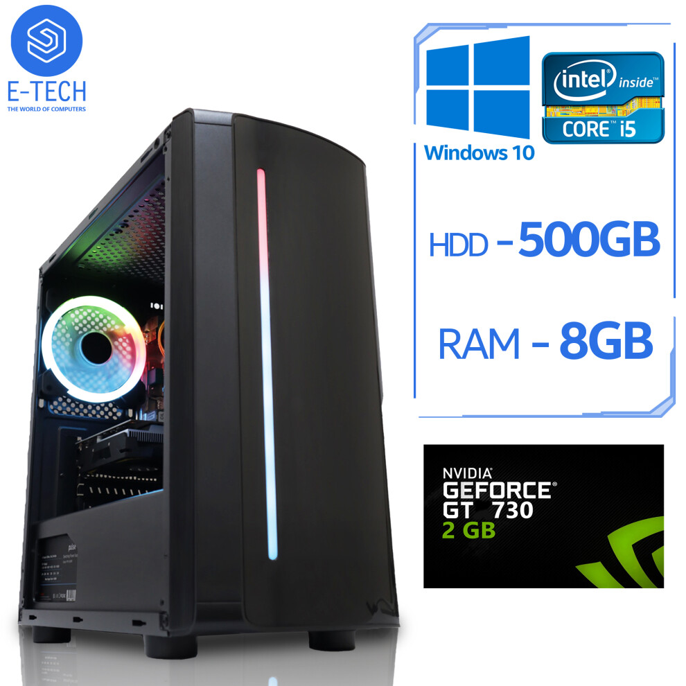 Gaming Pc Computer Intel Quad Core I5 8Gb 120 Ssd 500Gb Hdd Gt 730 W10 5060936452651