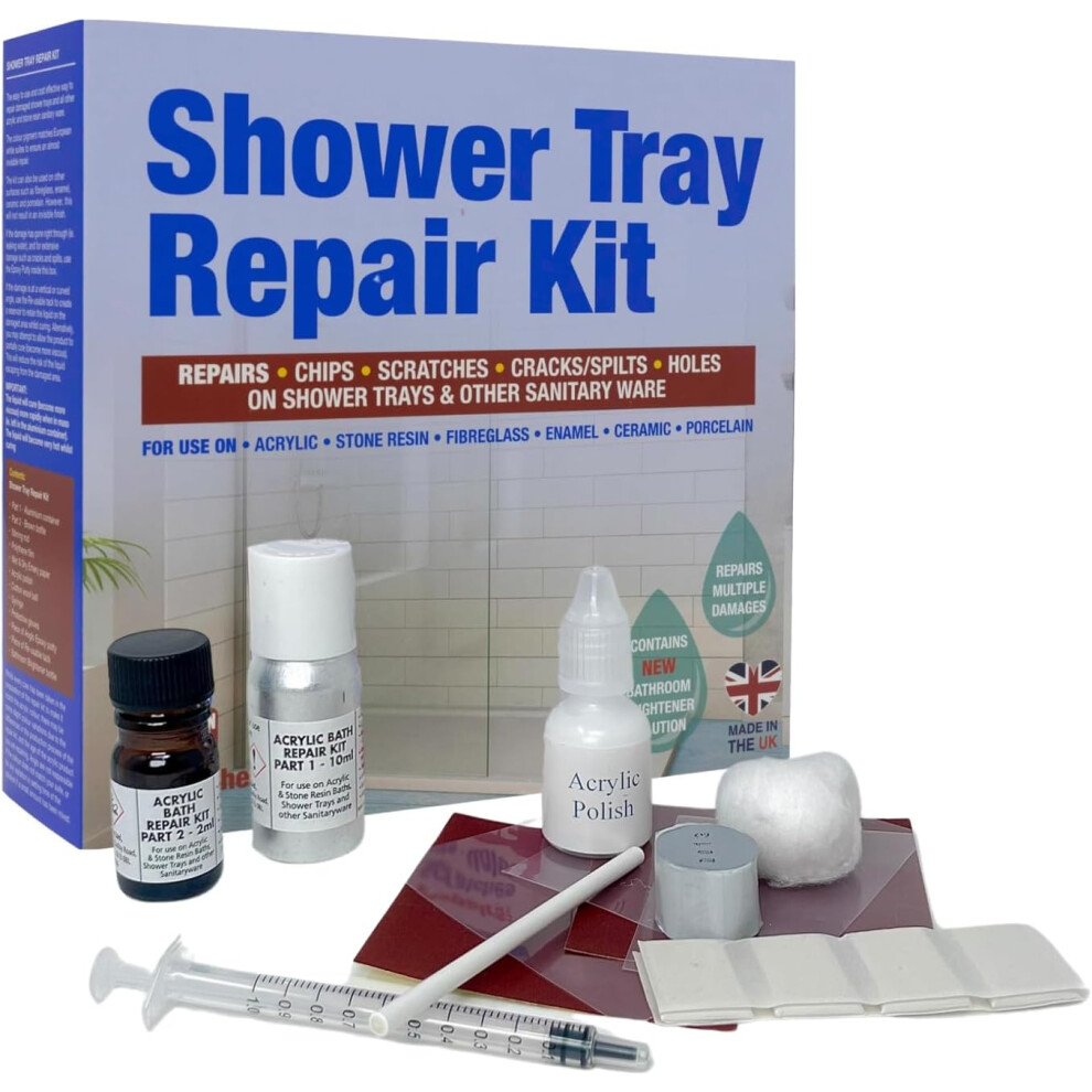 Shower Tray Repair Kit, Repairs Leaks, Cracks & Splits in Shower Trays