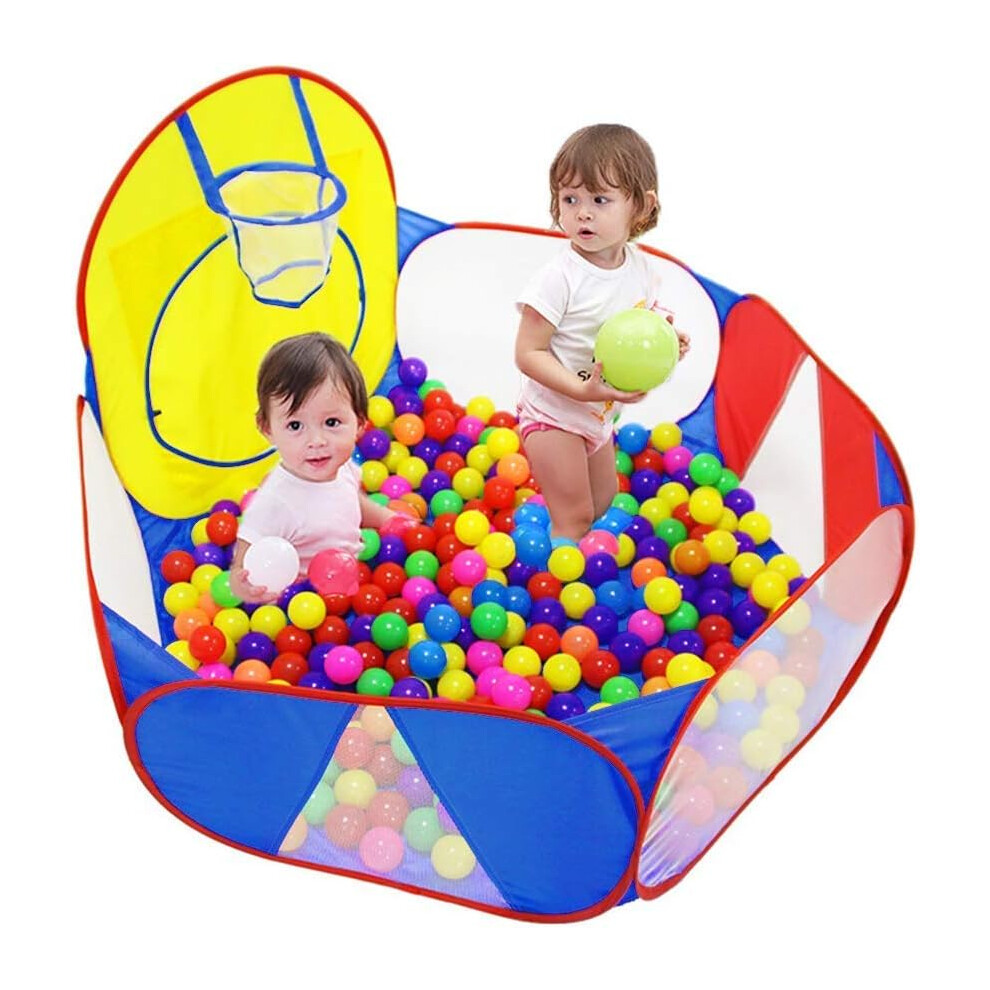 Kids Ball Pit Large Pop Up Childrens Ball Pits Tent Toddlers Playhouse Baby Crawl Playpen With Basketball Hoop Zipper Balls Not Included Blue Eocolz