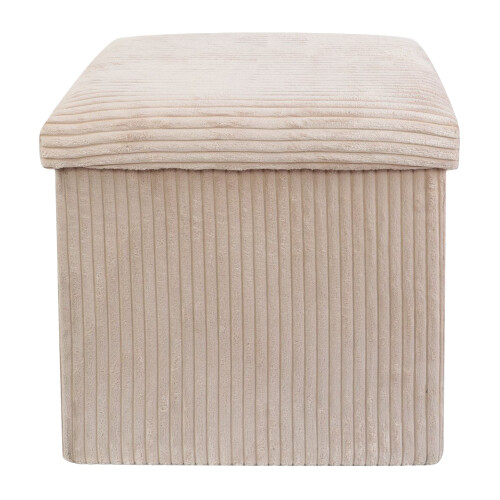 Daniel James Cream Corduroy Foldable Storage Cube Ottoman Footstool