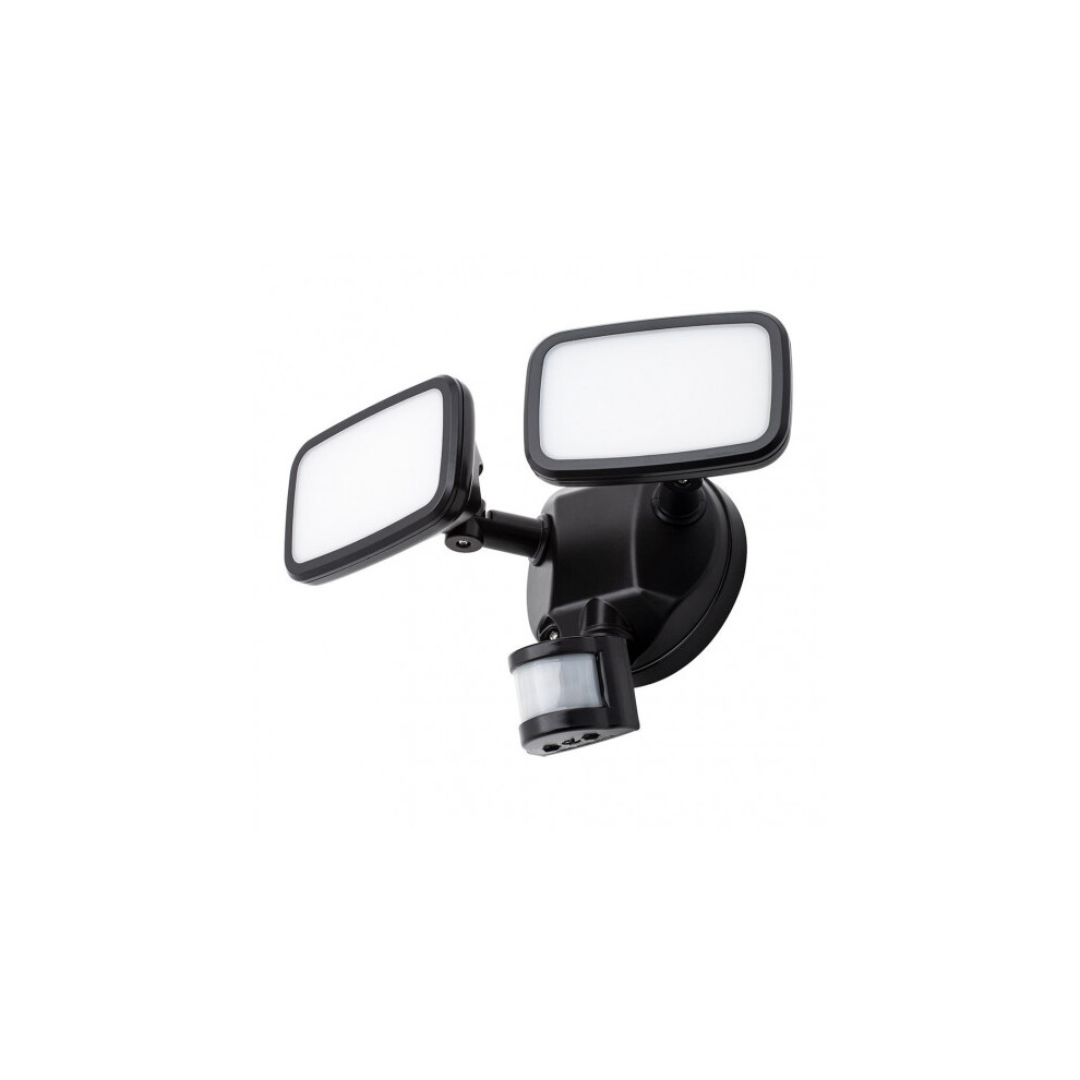 Litecraft Alma Outdoor Twin Led Floodlight With Pir Sensor - (50961191), 1250 Lm, 4000K, Ip65 Black