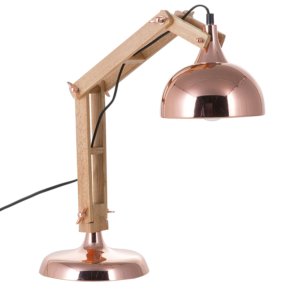 Desk Lamp SALADO Adjustable Wood Copper